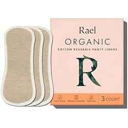Rael Reusable Panty Liners Menstrual, Organic Cotton Cover (3 Count, Brown) | Cloth Pantyliner for Women, Washable, Soft and Thin, Leak-Resistant Design, Washing Machine Safe, Period Essential