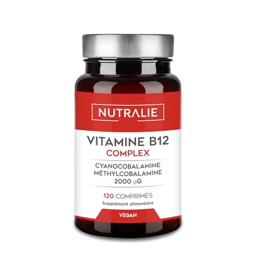 Vitamine B12 Vegan 2000mcg Méthylcobalamine et Cyanocobalamine - Fatigue et immunité - 120 Comprimés Végétaliens Nutralie