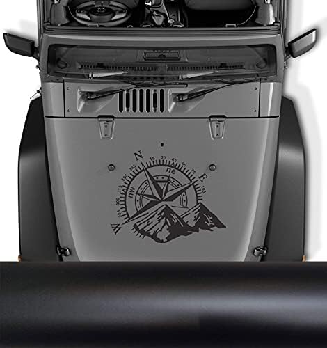 Compass with Mountains Hood Vinyl Decals for Jeep Dodge Ram Ford Tundra Tacoma Toyota or Any Others - Blue
