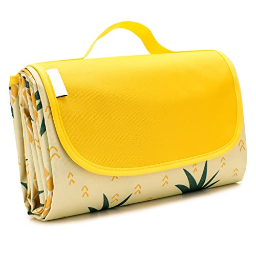 Picknickdecke wasserdicht sanddichte für Outdoor, Camping, Park, Garten (Ananas, 145 x 200 cm) Cover