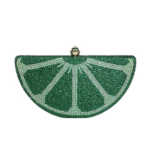 Image of Women Rhinestone Clutch Purse Watermelon Shape Handbag Cute Fruit Crossbody Bag Crystal Wedding Party Purse