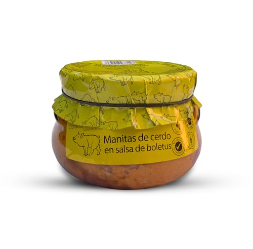 Schweinefüße 610gr (6 Stück). Familiäres, hausgemachtes und handwerkliches Rezept. Schweinefüße in Steinpilzsoße. Originelles Geschenk für alle. 100% Spanien. Geschmorte Schweinefüße.