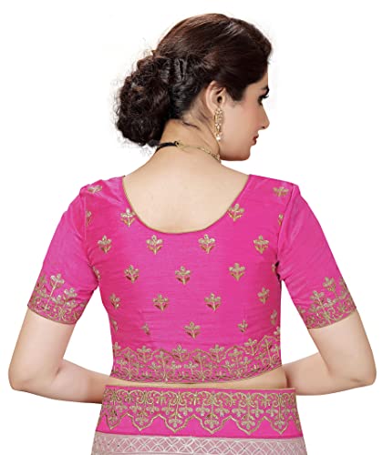 Panash Trends Women Embroidery Georgette & Net Half & Half Saree For Women (Pink) #TOP6