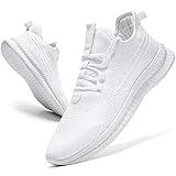 WOHHHW Mens Running Tennis Casual Walking Shoes Fashion Athletic Gym Sports Sneakers for Men Breathable Lightweight Comfortable Shoes White Size 11