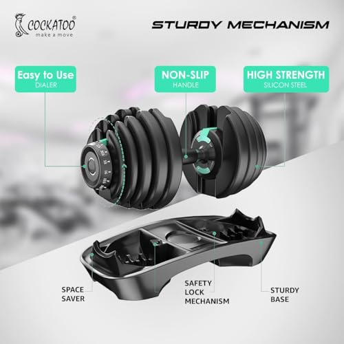 Image of Cockatoo Adjustable Dumbbell 3 in 1, Dumbbells Barbell Set With Connecting Rod, 2kg-19kg Barbell, 1.5kg-18kg Dumbbell, 1kg-10kg Kettlebell, Single Piece, Color - Blue