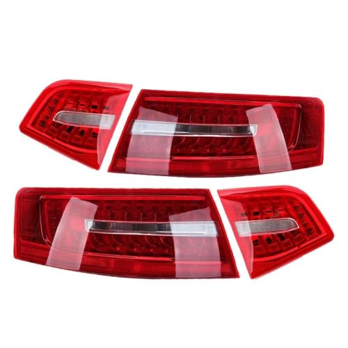 Image of Aptliton LED Tail Light Assembly for Audi A6 C6 S6 RS6 Saloon Sedan 2009-2011, ABS Rear Lamp OEM 4F5945095J/4F5945096J Replacement with Brake & Turn Signal, Easy Direct Fit, Smoked 4-Piece Set