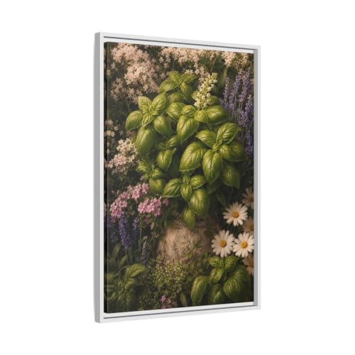 Tableau basilic vert herbes aromatiques pour cuisine de 50x75 cm