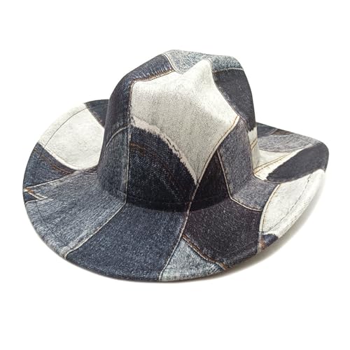 Mens Womens Western Cowboy Hats Casual Tie Dye Denim Riding 