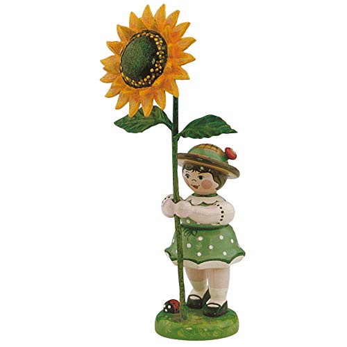 Hubrig Volkskunst Blumenmädchen mit Sonnenblume - Höhe 11 cm - Gelb...