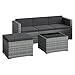 STEELSØN Zethora Rattan Gartenmöbel Set 3-TLG. – Outdoor Sitzgruppe für Garten/Terrasse/Balkon – Gartenlounge mit 3er-Sofa, Hocker & Tisch – Sitzgarnitur Set grau/anthrazit für 4 Personen