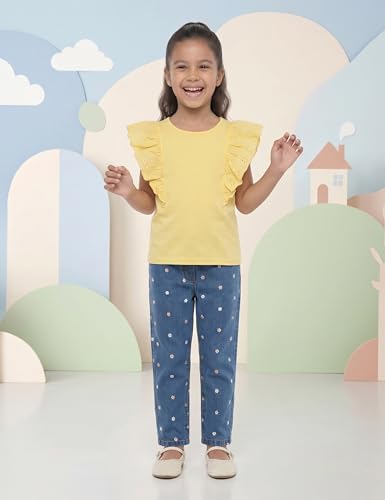 Image of Amazon Brand - Symbol Girls Cotton Rich Stretchable Jogger Jeans | Elasticated Waistband | Jeggings | Age 2-12 Years