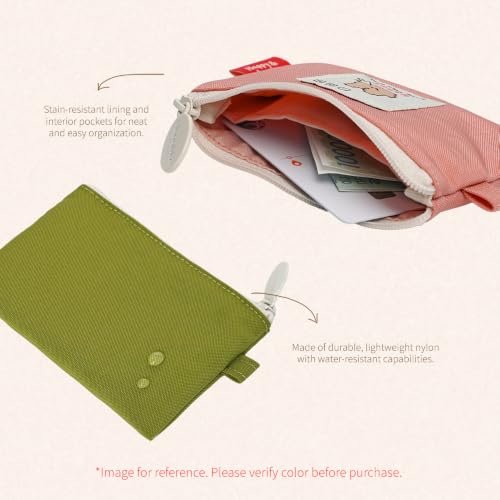 Image of Monolike Happy and Lucky Card Case, Mint - Small Nylon Pouch, Portable Keychain Coin Purse, Waterproof Card Sleeve, Compact Daily Organizer Case