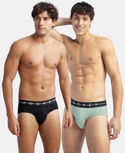 Image of Jockey NY15 Men's Super Combed Cotton Elastane Stretch Solid Brief with Ultrasoft Waistband (Pack of 2)