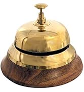 ROCKING GIFTS Timbre de Recepción Hotel Retro Laton 12 cm, Timbre de Mesa, Timbre de Servicio par...