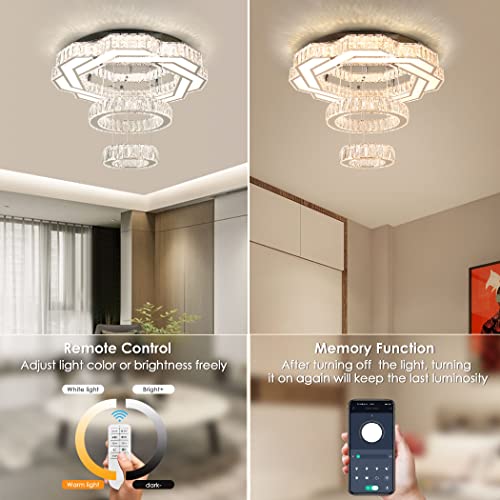 Plafonnier moderne à LED dimmable et montage encastré pour chambre à coucher