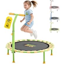 SPORTSOUL 36 Mini Trampoline for Kids 3-6, Foldable & Spring-Free, Small Toddler Trampoline Indoor Outdoor with Adjustable Handle Bar