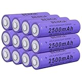 MLGBDC 14500 Battery 3.7V Li-ion Rechargeable Battery, 2500mAh 12 Pack 14500 Rechargeable 3.7volt for Flashlight, Toys(12pcs, Purple)