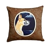 Caroline's Treasures 7100PW1414 Coussin décoratif en tissu Motif fauve et dogue allemand au clair de lune 14 x 14 cm Multicolore