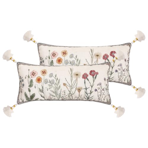 ISAENNE Designer Vintage Rectangle Throw Pillow Cover,Set of 2,28"x12"