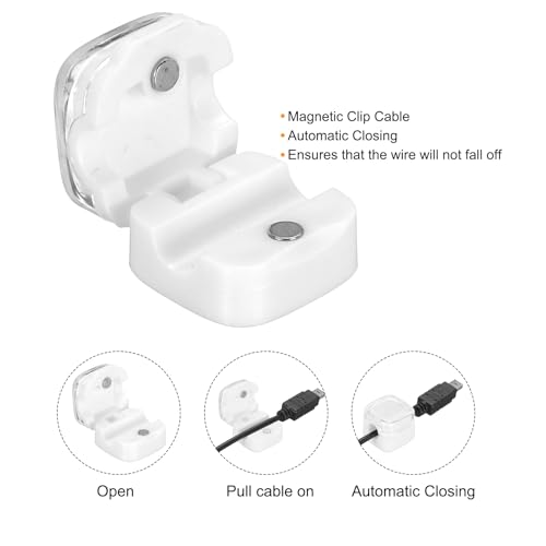 MECCANIXITY 6Pcs Clips Magnéticos para Cables, Abrazadera Autoadhesiva para Organización de Cables para Carga, Escritorio de Computadora, Mesa de Noche Blanco miniatura 4