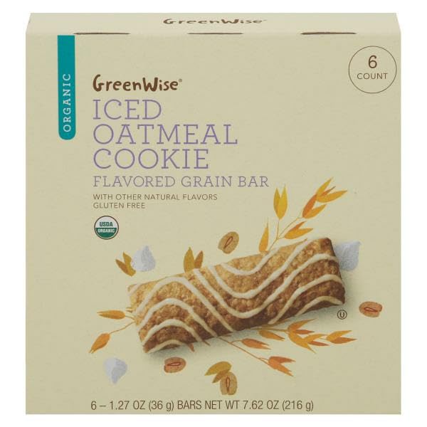 Green-Wise Organic Iced Oatmeal Cookie Flavored Grain Bar - 7.62 oz (216g)