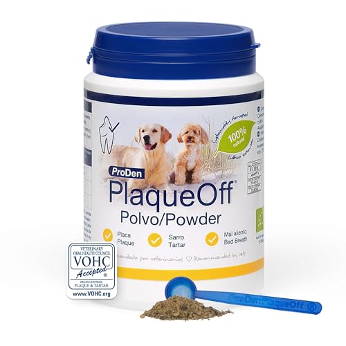 ProDen PlaqueOff Polvo 180g – Limpiador Dental 100% Natural para Perros y Gatos, Elimina la Placa, el Sarro y el Mal Aliento