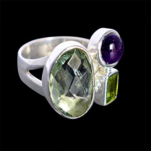 Bague améthyste en argent 925 massif et gemmes précieuses - 2