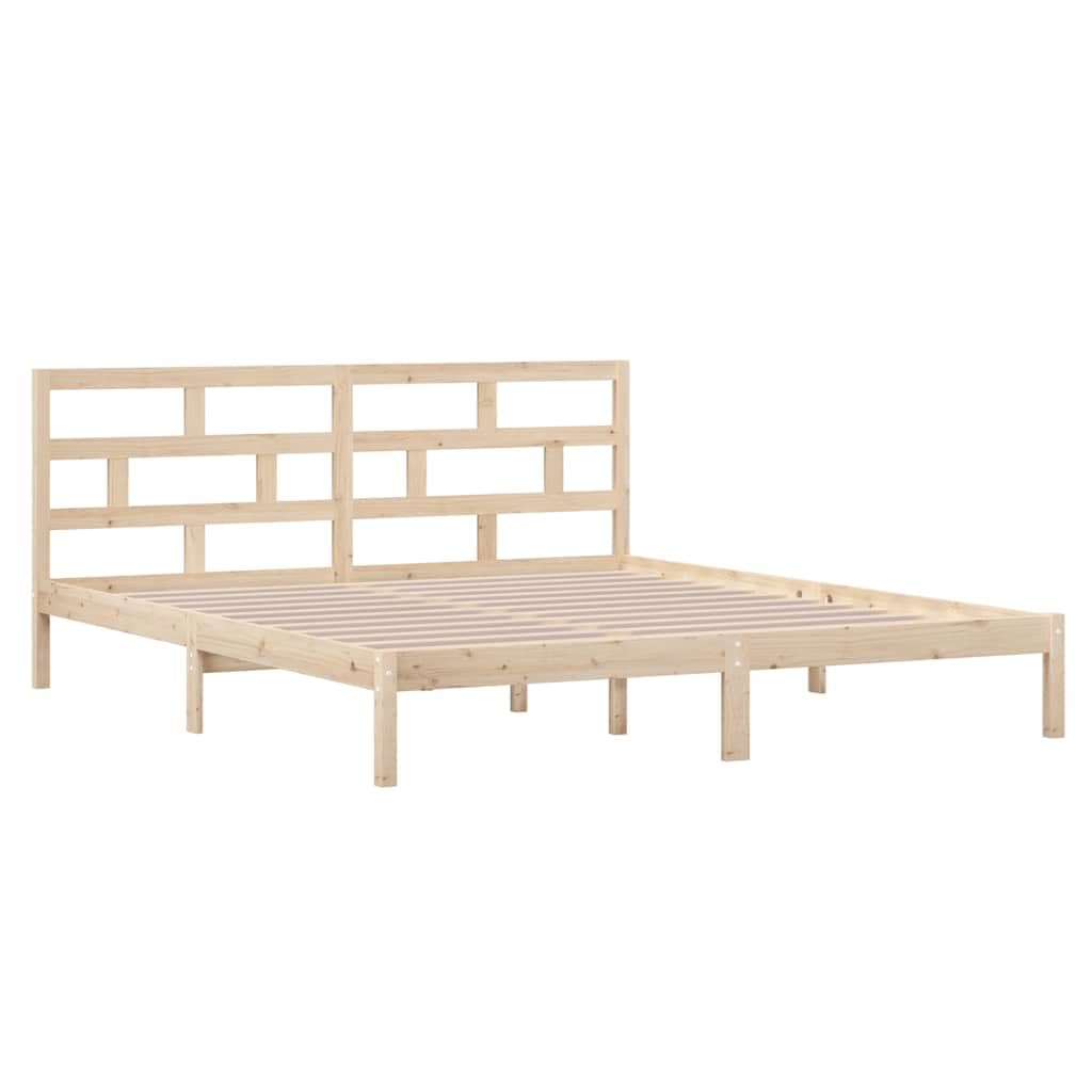 Lite drewno sosnowe z zagłówkiem klasyczny model brąz 135x190cm | Rama łóżka 135x190 cm lite drewno sosnowe z zagłówkiem solidne listwy