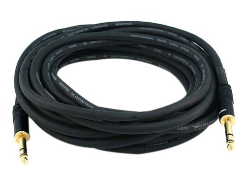 Monoprice 25ft Premier Series 1/4inch (TRS or Stereo Phono) Male to Male 16AWG Cable (Gold Plated)