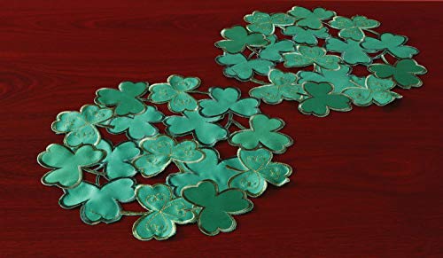 Granddeco St. Patrick's Day Placemat 14" Set Of 4,Applique Embroidered Cutwork Clover Design, Home Kitchen Dining Spring Holiday Tabletop Decoration #TOP6