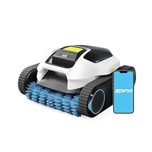Spino e1 Poolroboter Boden und Wand, Max 21950 LPH, 210 Min Laufzeit, 5 Reinigungsmodi, Auto Wasserlinien Parkfunktion,Poolsauger mit App, SmartArc Routenplan,Poolroboter Akku für Pools (E1)