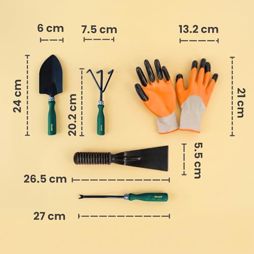 Image of Zamia Gardening Tools Kit, Set of 5, Khurpi, Gloves, Trowel & More