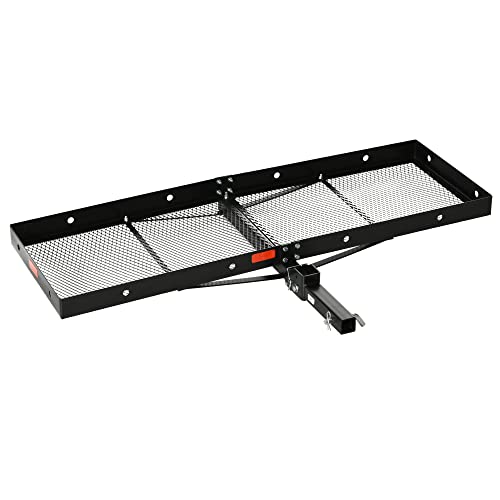 Aosom Hitch Mount Cargo Carrier, 59''x19''x5'' Folding Luggage Basket with 350 lbs Capacity Fits 2'' Receiver for Car SUV