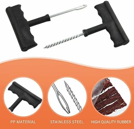 Vista 2 de Kit de reparación de neumáticos de 14 piezas, kit de enchufe de neumáticos resistente, con kit de parche universal de neumáticos para tapar pisos