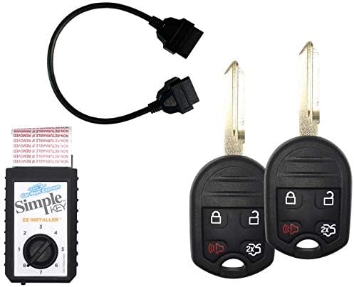Simple Key Programmer Bundle with Key(s) & Cable - Designed for Ford, Lincoln, Mercury, Mazda Vehicles: Program Key Yourself (2 Keys, 4 Button Key: Trunk Release, Lock, Unlock, Panic)