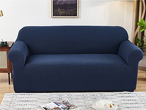 Housse de canapé imperméable en jacquard extensible bleu marine - 2