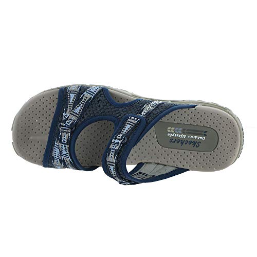 Skechers Women's Reggae-Fizzle-Adjustable Webbing Slide Sandal, Navy, 9 M US