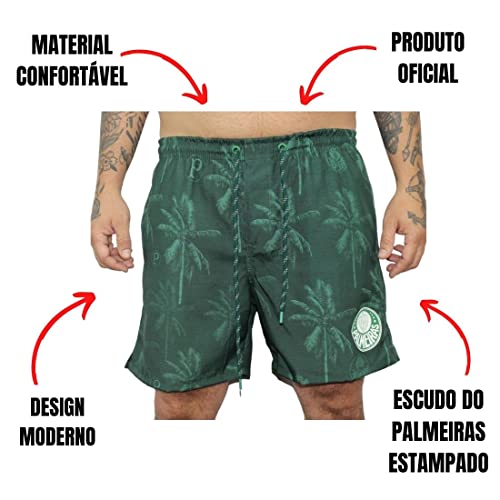 Shorts Bermuda Água Palmeiras Produto Oficial Cor:Verde;Tamanho:GG