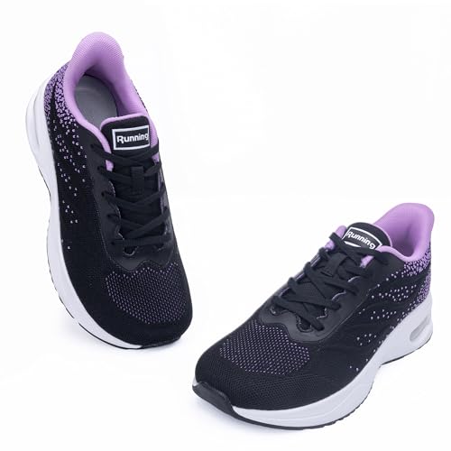 Image of MEHOTO Womens Wide Toe Box Walking Shoes Running Tennis Fashion Sneakers Casual Gym Sport Shoes for Swelling Bunion BlackPurple US 6