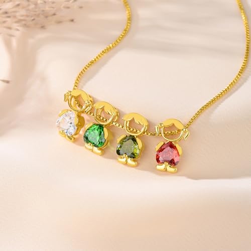 AILIN Personalized Mom Necklace For Women Sterling Silver 925/Brass Custom Heart Birthstone Necklace With 1-6 Family Charms Birthday Mothers Day Gifts For New Mom Grandma From Son Daughter Husband4