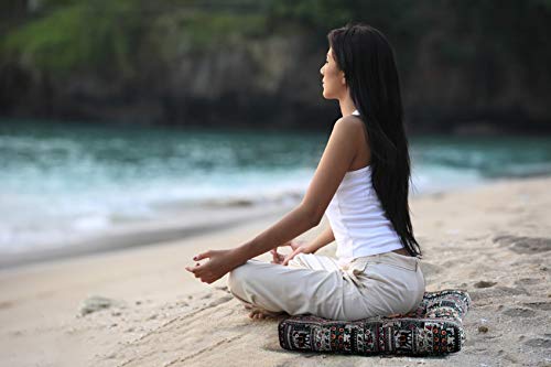 Higogogo Bohemian Floor Cushion, Square Meditation Pillow Mandala Floor Seat Cushion Cotton Linen Yoga Pillow Japanese Tatami Mat For Reading Nook, Kids Playing Bay Window, 22X22 Inch, Boho Coffee #TOP1