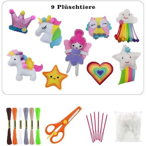 Select Zone DIY Nähen Kinder Bastelset Filz Bastelset mit Stickgarn Plastiknadeln Füllwatte Schere Prinzessin – Ansicht 4