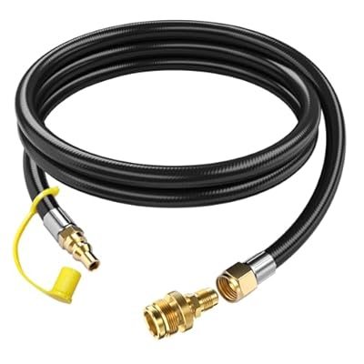 GasXpert 7 FT Propane Quick Connect Hose for RV to Gas Grill, Propane Quick Connect Fittings for 1 LB Throwaway Bottle Connects 1 LB Portable Appliance to RV 1/4" Female Quick Disconnect