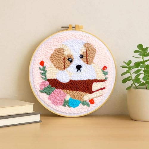 Image of TCDZMYGS Punch Needle Kit for Beginners Adults-Book Dog,with Video Tutorial