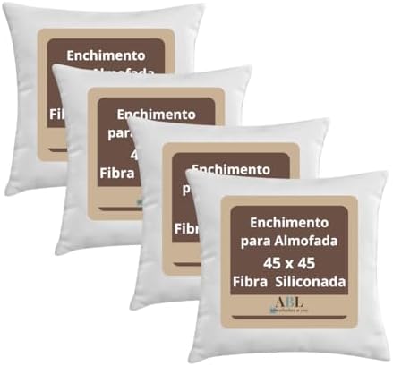 Kit 4 Enchimento Refil para Almofadas Fibra Siliconada 45x45