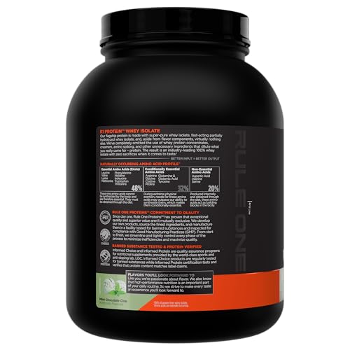 Image of Rule 1 Proteins R1 Protein Whey Isolate, Mint Chocolate Chip, 42 Servings | 25g of Protein from Whey Isolates and Hydrolysate isolates for Workout Recovery and anytime use