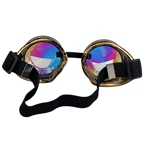 Image of 3-5 Days Delivery Kaleidoscope Rave Rainbow Crystal Lenses Steampunk Goggles