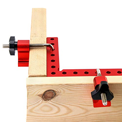 Qwork 4Pcs 90 Degree Positioning Squares Right Angle Clamps Fixing Clamp, 5.5"×5.5"(14×14Cm), Aluminum Alloy Woodworking Carpenter Tool For Box Cabinets Drawers Picture Flame #TOP2