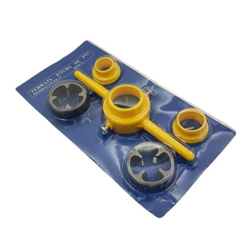 Juego de 6 troqueles de rosca de tubería de plástico PVC/NPT de 1/5.1 cm 3/10.2 cm 2.5 cm, herramientas de fontanería, juego de llaves de agua, herramienta de PVC tarrajas a 3/4 herramientas roscas,