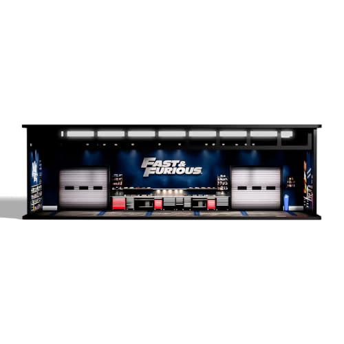 Image of DCO Diorama Garage F&F Display Vault Series | Premium 1:64 Diecast Car Display for 5+ Diecast Cars with Internal LED Lighting | Collector Showcase Only | Cars Not Included